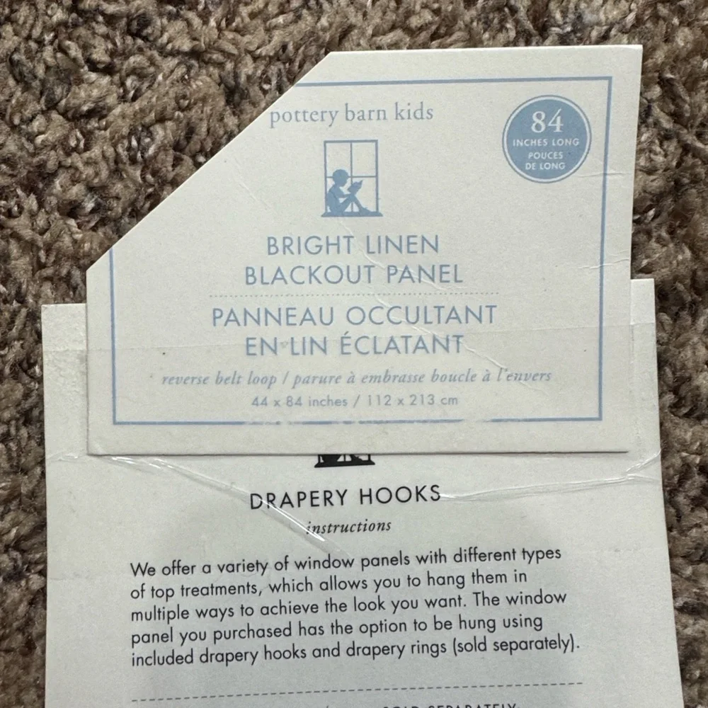 Pottery Barn Kids Bright Linen blackout curtain panel 44” x 84” 1 panel Pink
